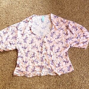 M. FASIS pink/ purple floral loose fitting top small